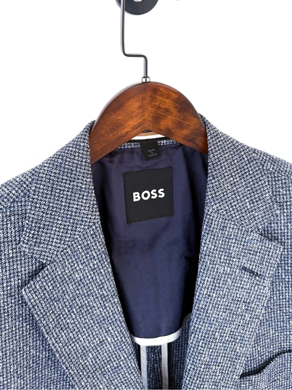NEW BOSS Men's Blue Textured Blazer Wool Cotton Linen Silk Blend Sport Coat 40S